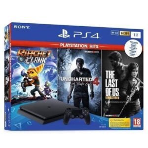 PlayStation 4 Slim + The Last of Us Remastered + Ratchet & Clank + Uncharted 4 A Thief's End500 GB